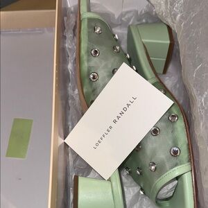 Loeffler Randall Green Embellished Flats
